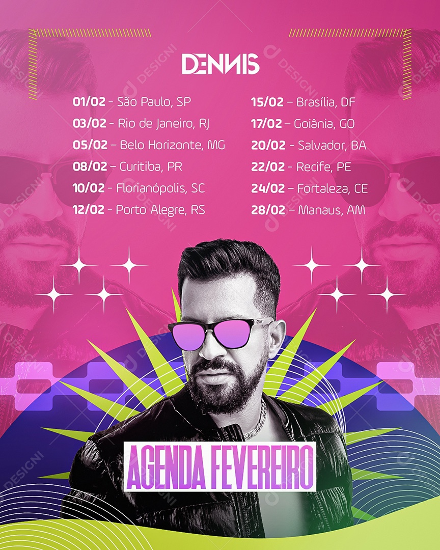 Feed Flyer Agenda Fevereiro Social Media PSD Editável