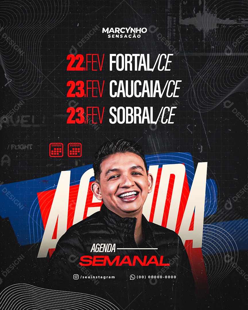 Feed Flyer Agenda Semanal Social Media PSD Editável