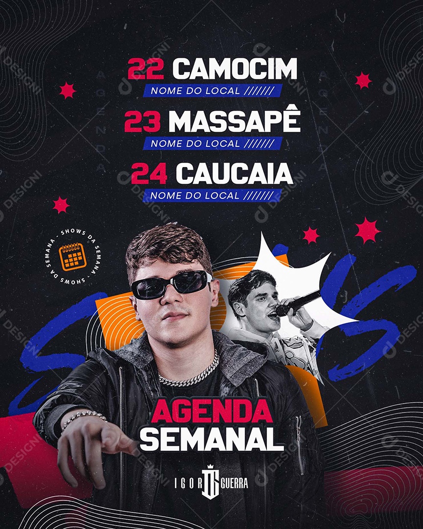 Feed Flyer Agenda Semanal Shows Social Media PSD Editável