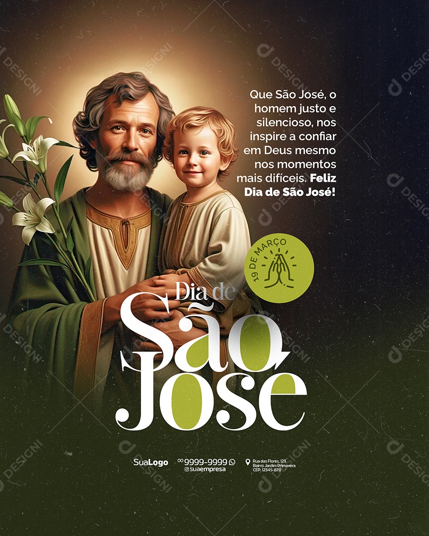 Dia de São José 19 de Março Social Media PSD Editável