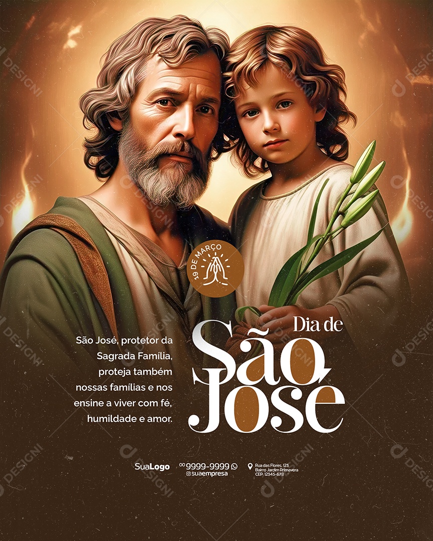 Dia de São José 19 de Março Social Media PSD Editável