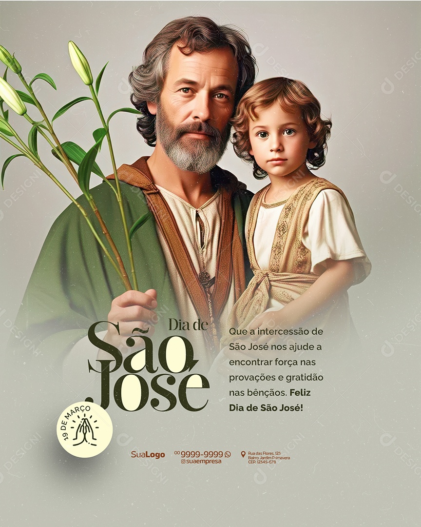 Dia de São José 19 de Março Social Media PSD Editável