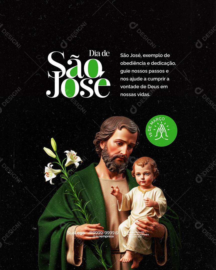 Dia de São José 19 de Março Social Media PSD Editável