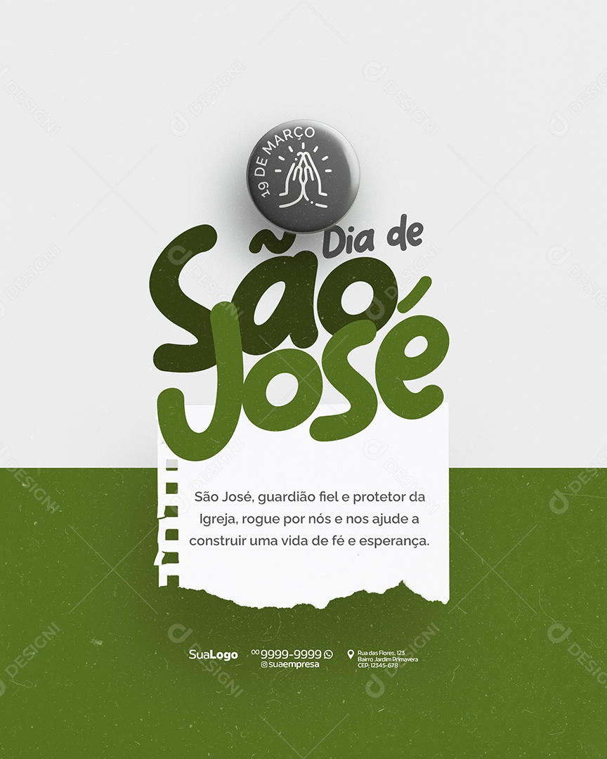 Dia de São José 19 de Março Social Media PSD Editável