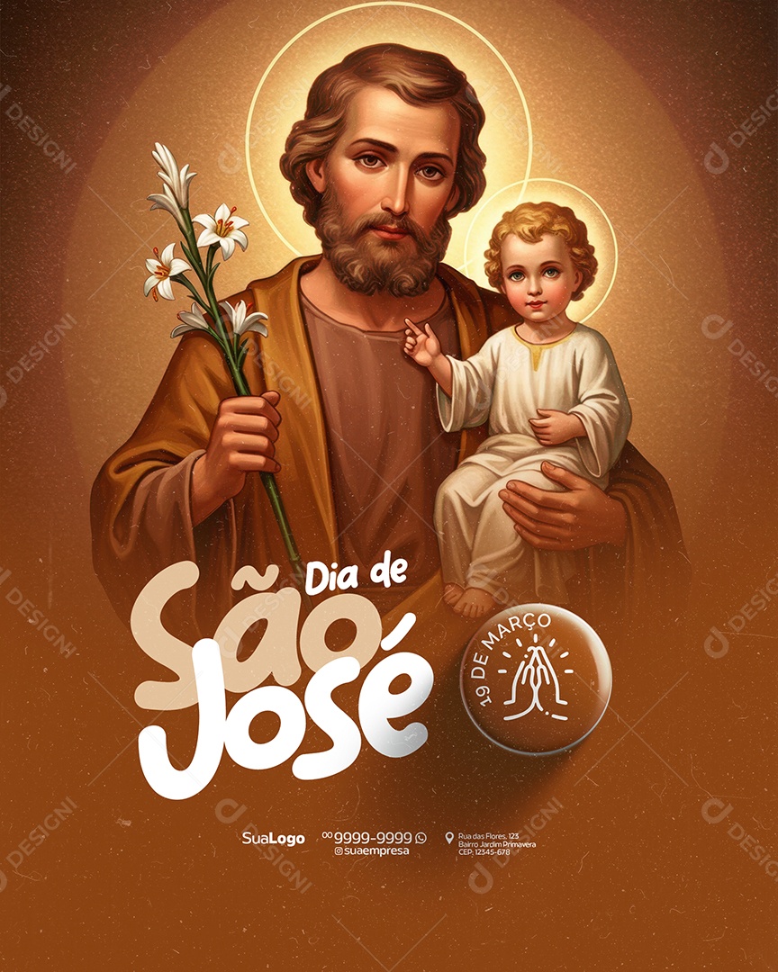 Dia de São José 19 de Março Social Media PSD Editável