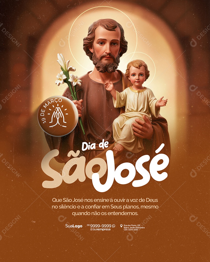 Dia de São José 19 de Março Social Media PSD Editável