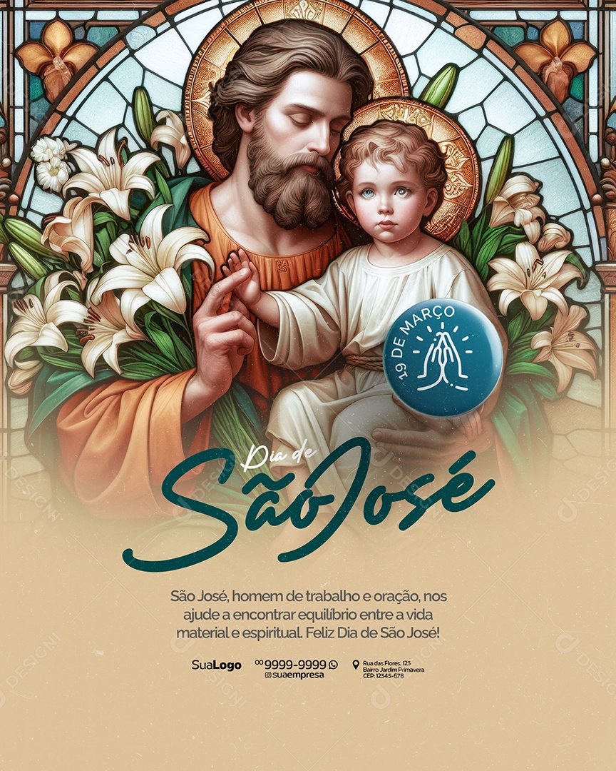 Dia de São José 19 de Março Social Media PSD Editável