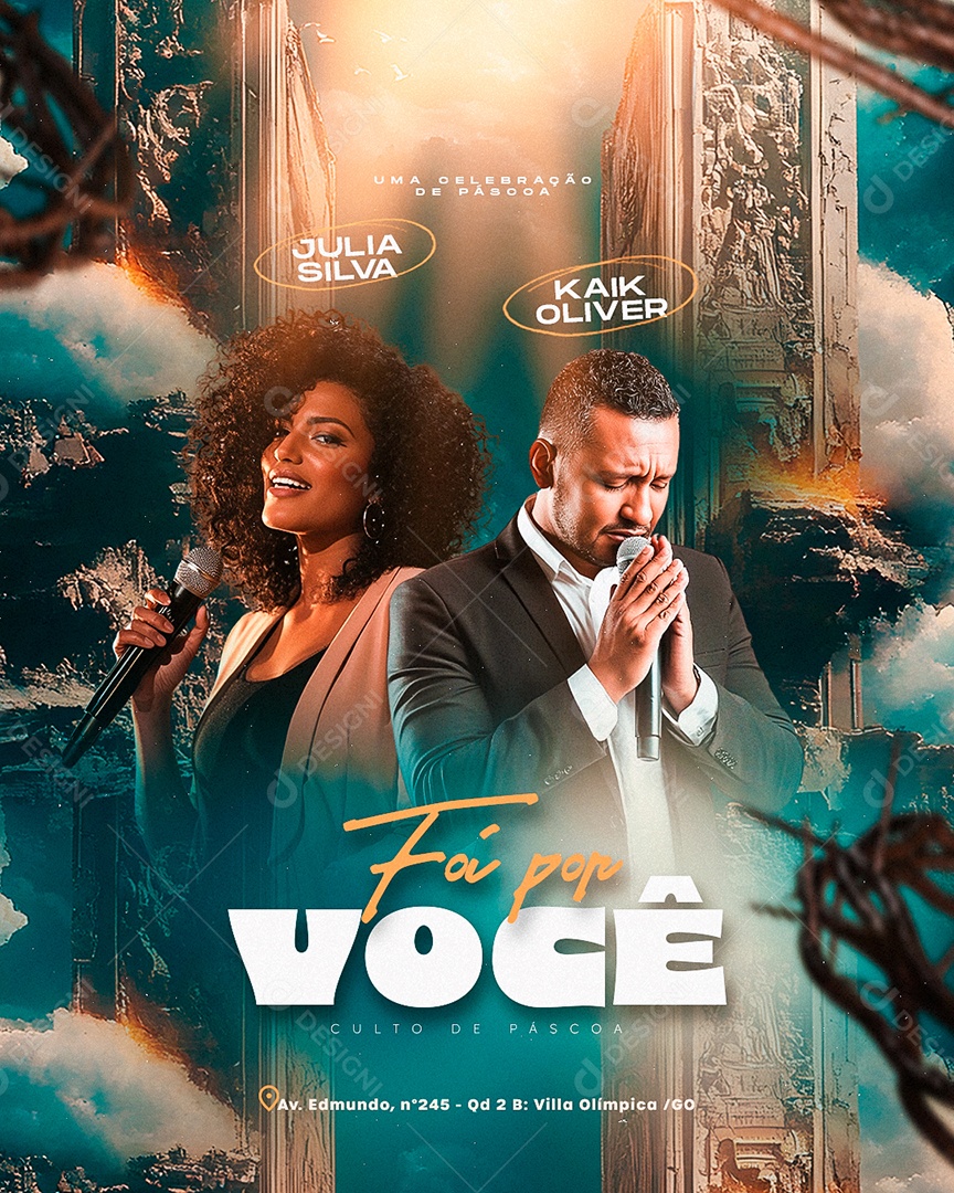 Flyer Gospel Foi por Você Social Media PSD Editável