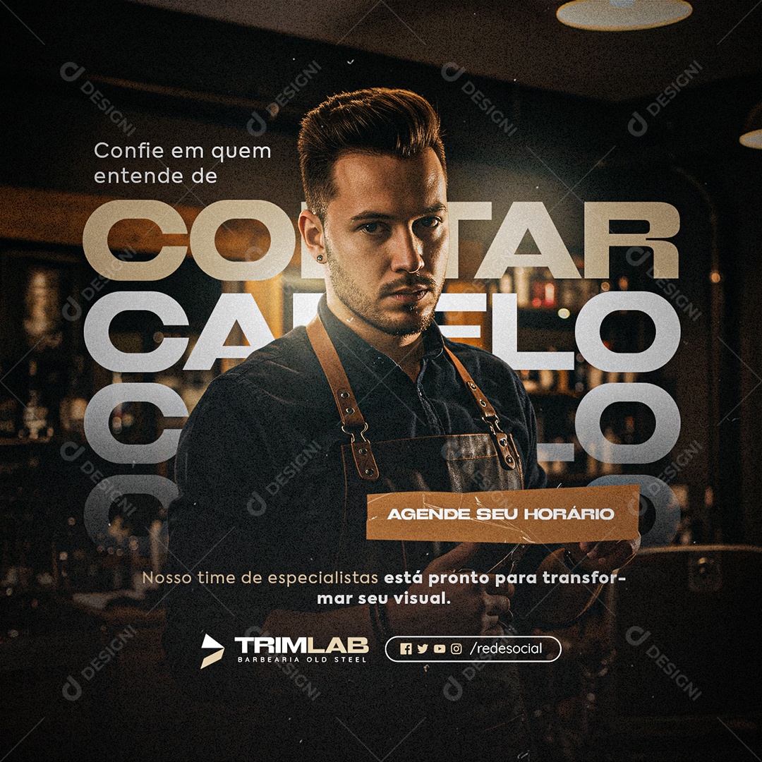 Barbearia Confie em Quem Entende de Cortar Cabelo Social Media PSD Editável
