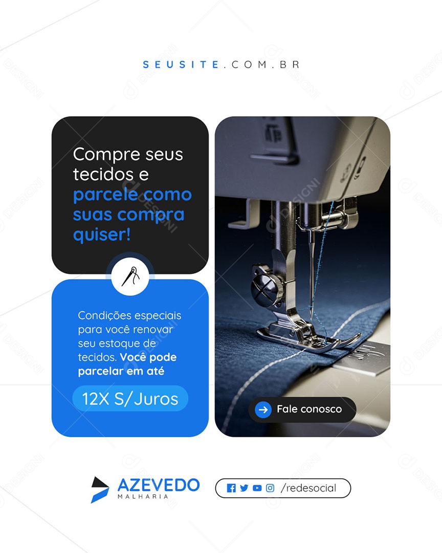 Malharia Compre Seus Tecidos e Parcele Social Media PSD Editável