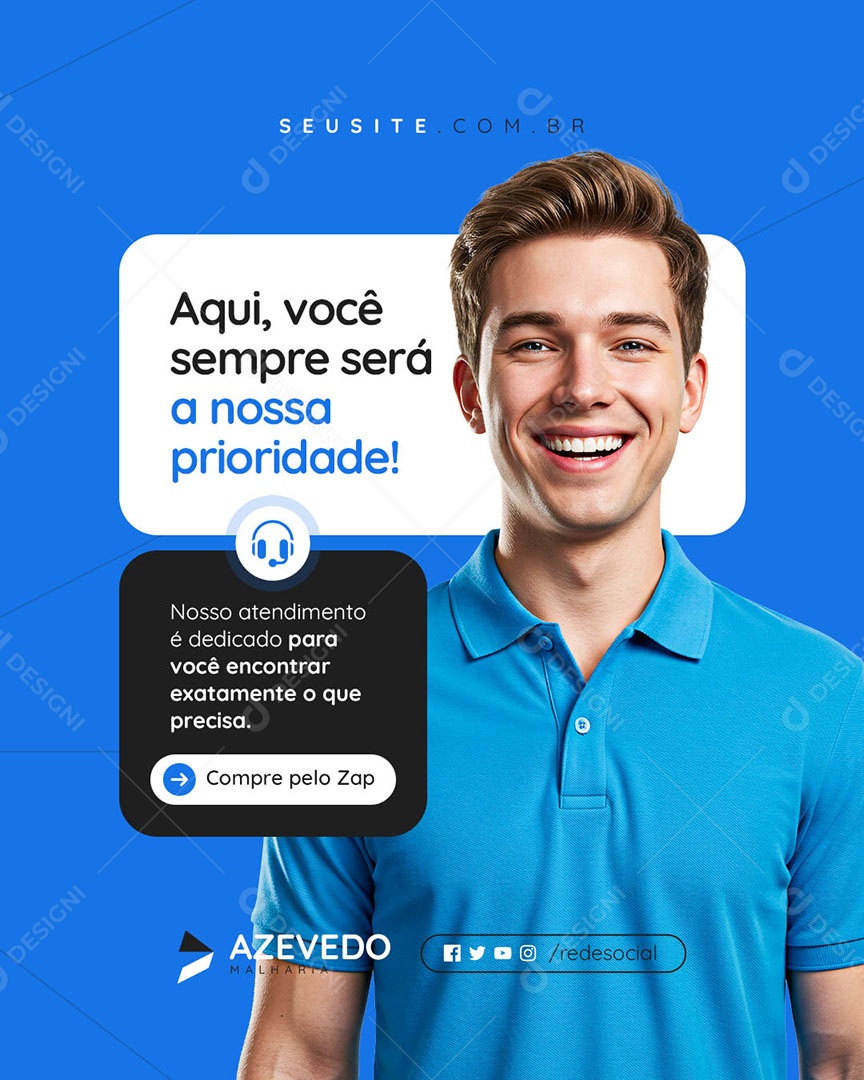 Malharia Aqui Você Sempre Será a Nossa Prioridade Social Media PSD Editável