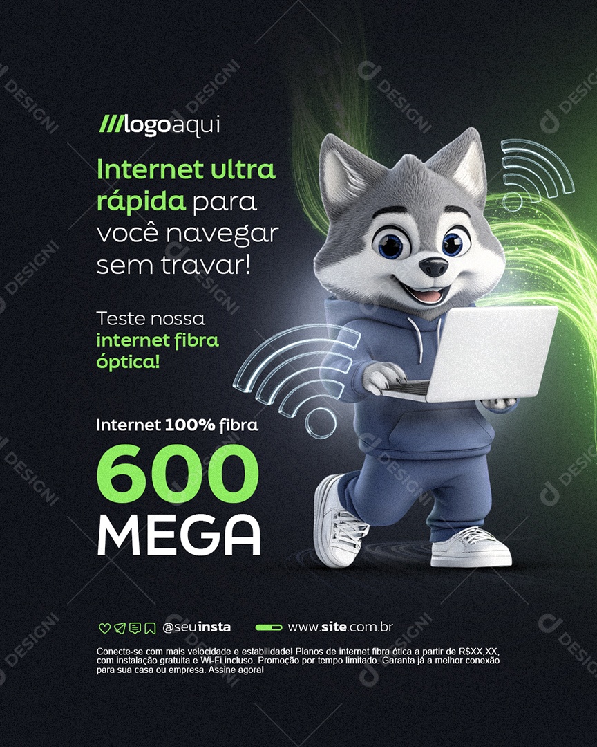 Internet Ultra Rápida Social Media PSD Editável