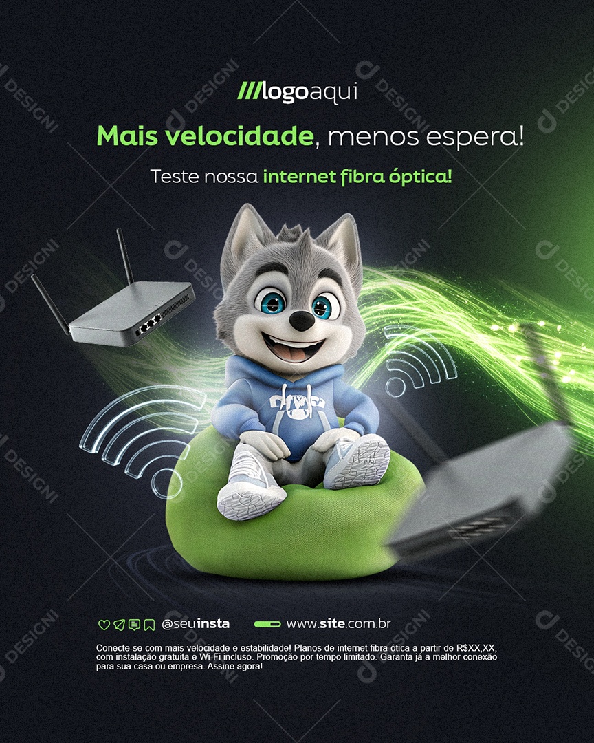 Internet Mais Velocidade Menos Espera Social Media PSD Editável
