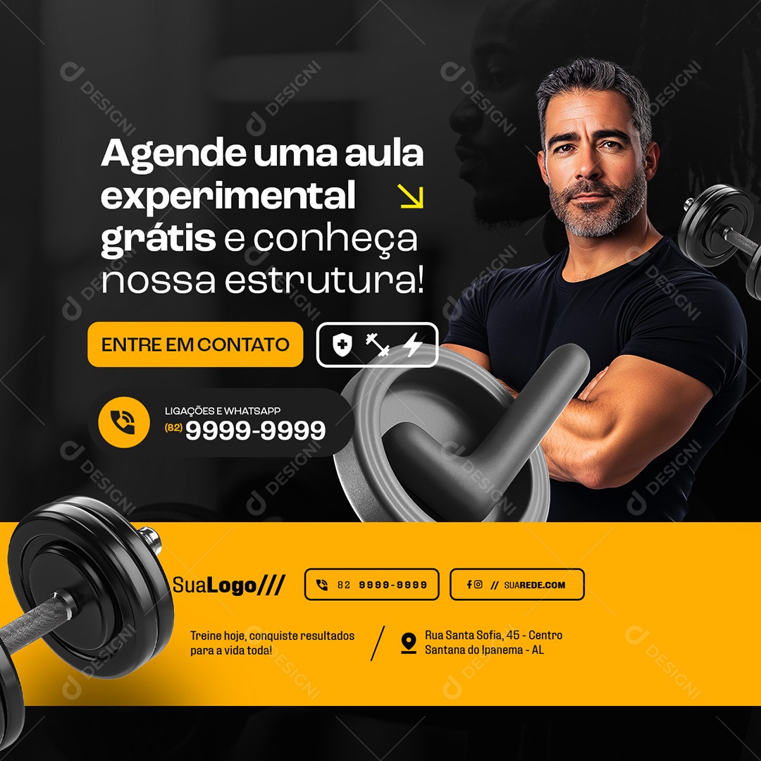 Academia Agende Uma Aula Experimental Social Media PSD Editável