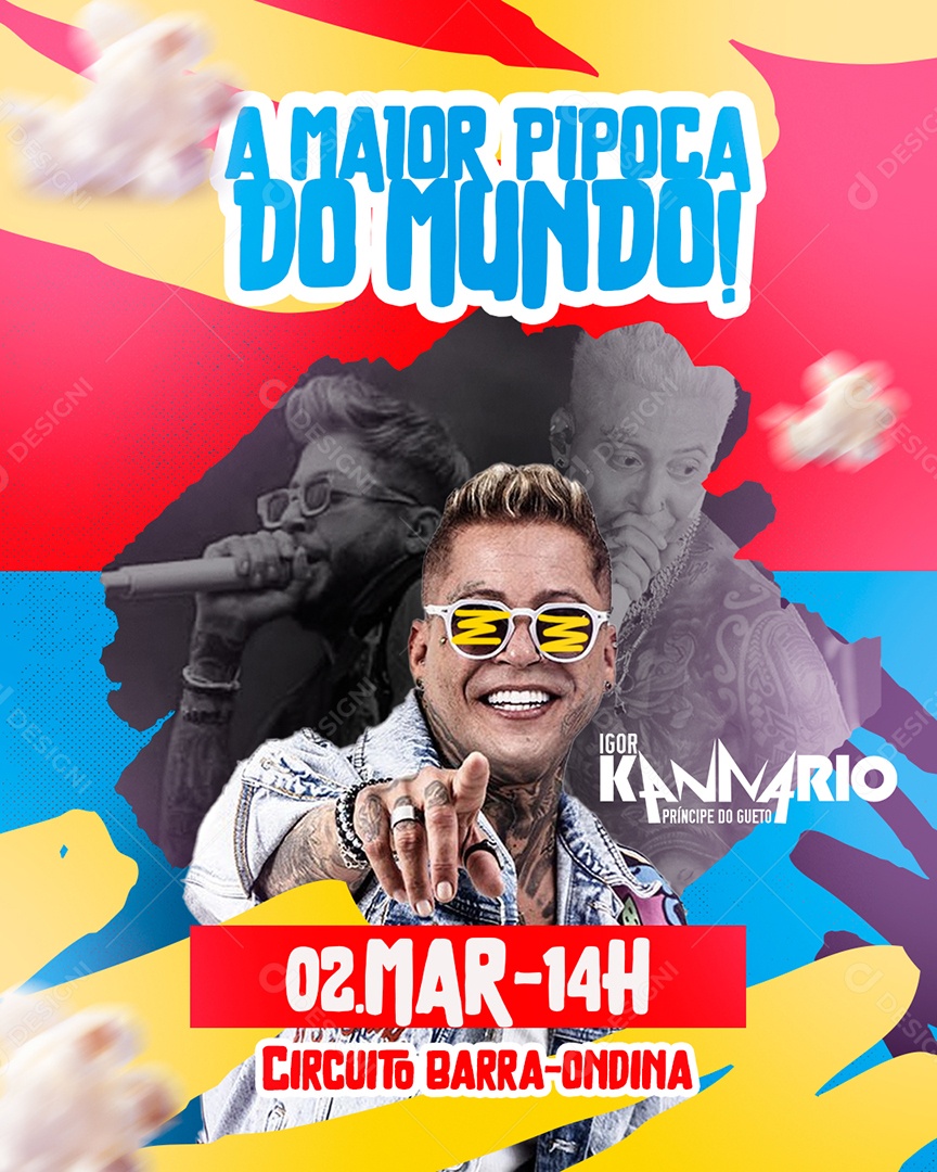 Flyer Carnaval A Maior Pipoca Do Mundo Social Media PSD Editável