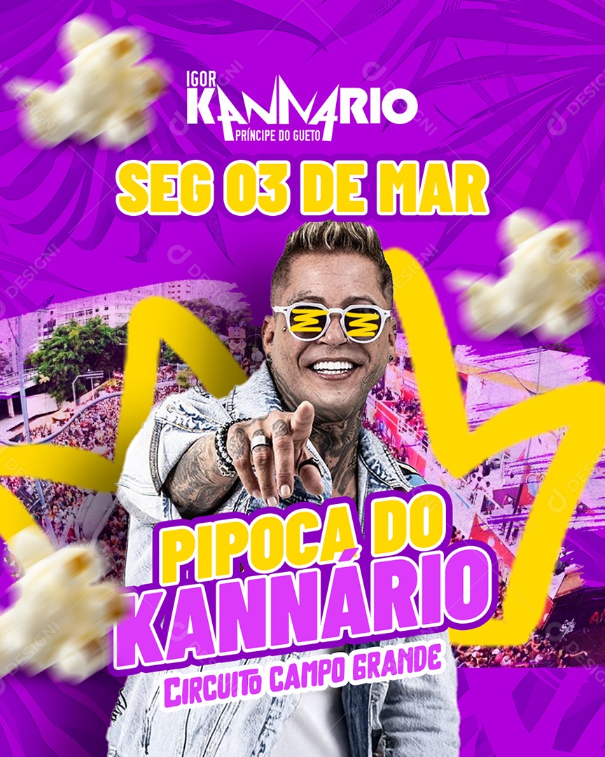Flyer Carnaval Pipoca Do Kannário Social Media PSD Editável