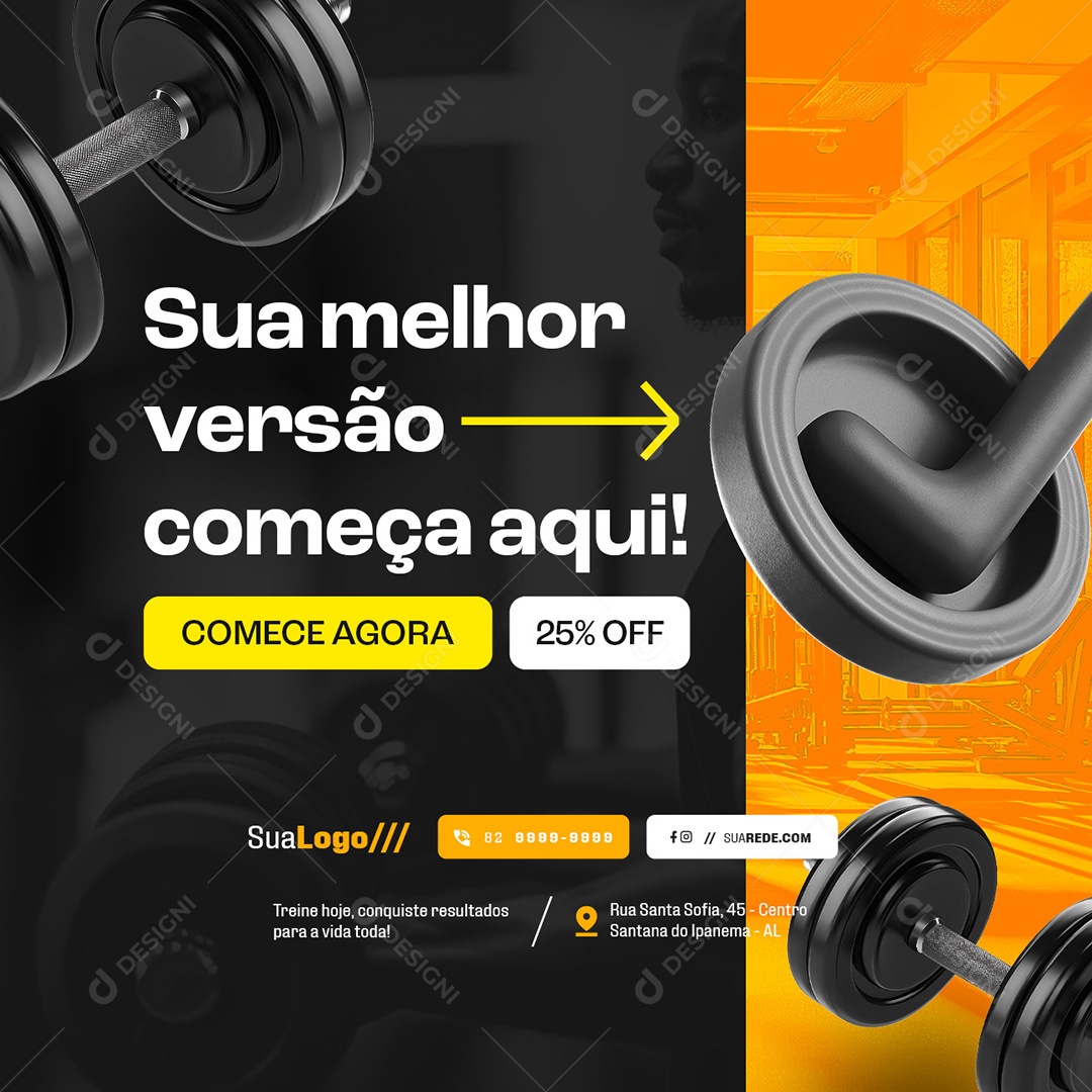 Academia Sua Melhor Versão Começa Aqui Social Media PSD Editável