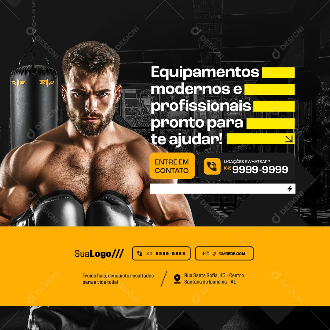 Academia Equipamentos Modernos Social Media PSD Editável