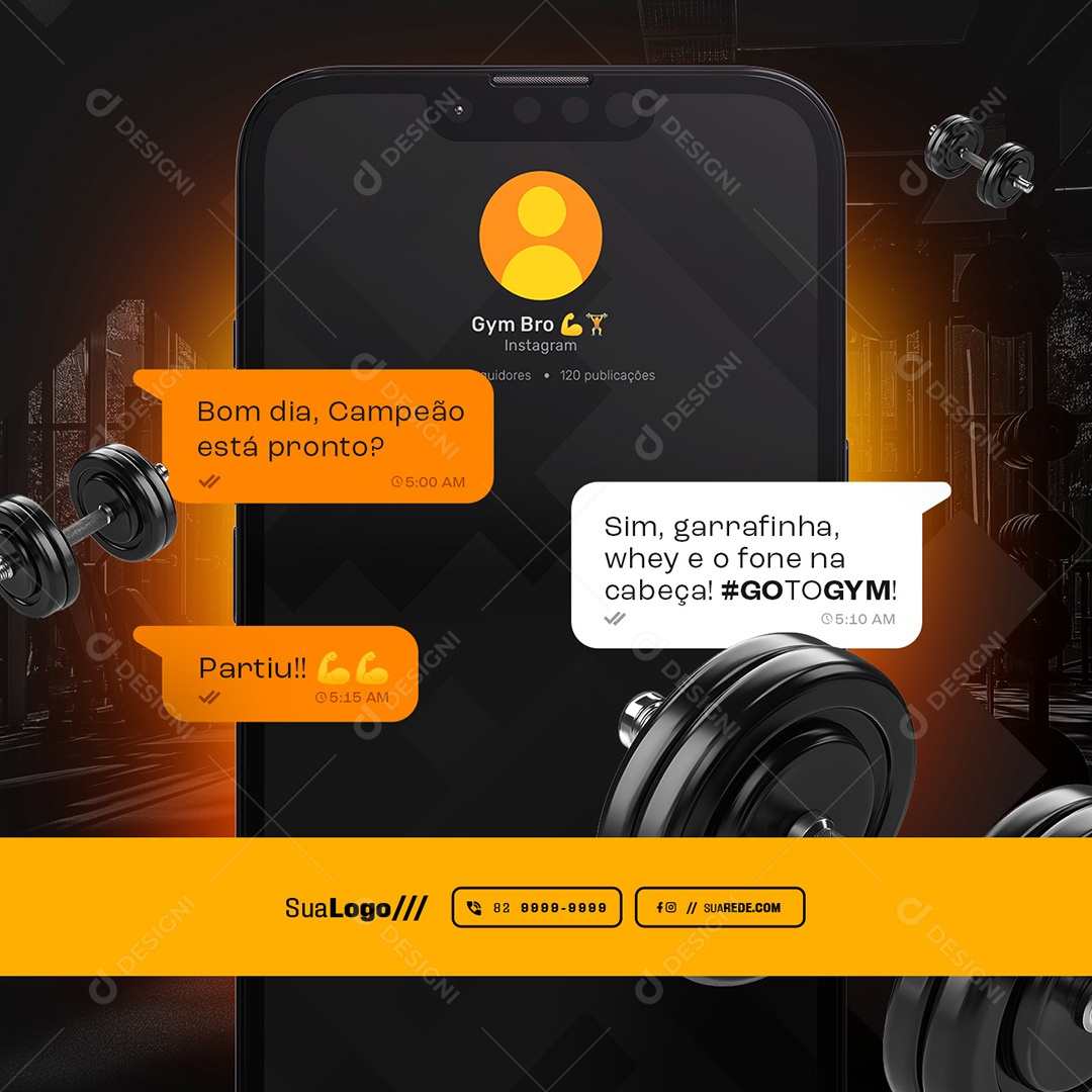 Academia Bom Dia Campeão Social Media PSD Editável