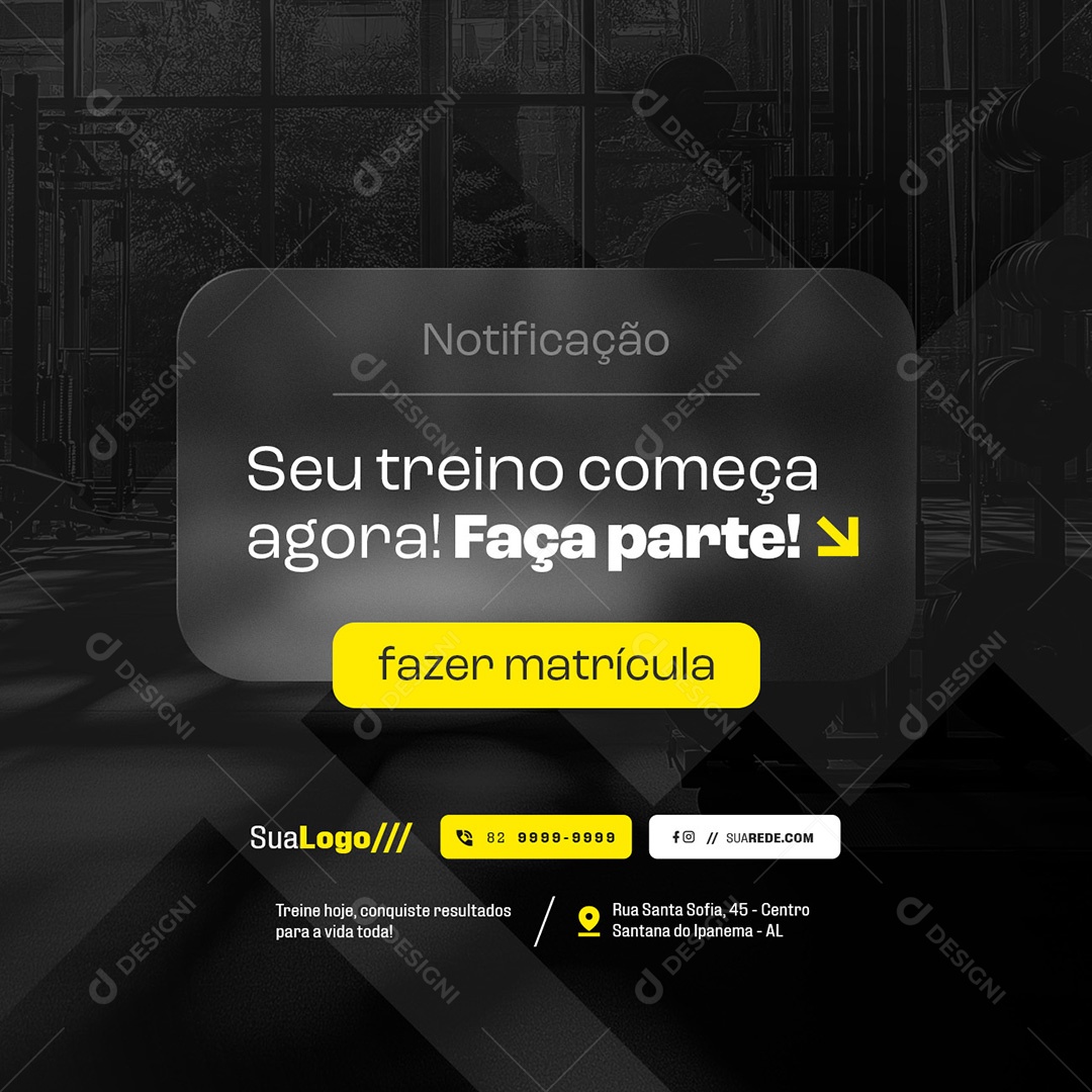 Academia Seu Treino Começa Agora Social Media PSD Editável