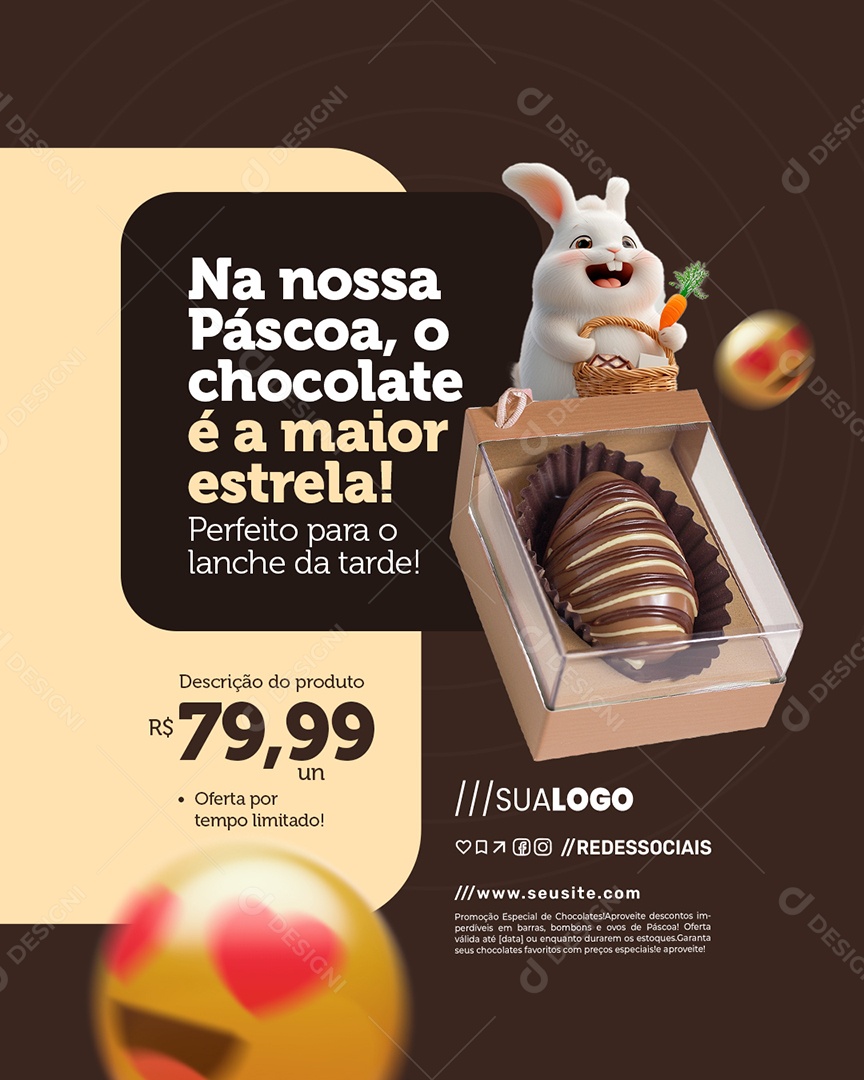 Supermercado Páscoa Chocolate Social Media PSD Editável