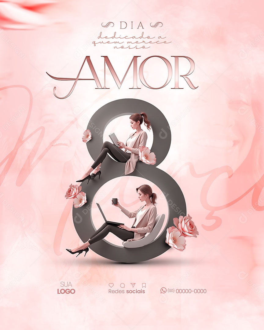 Dia Internacional das Mulheres 08 de Março Social Media PSD Editável