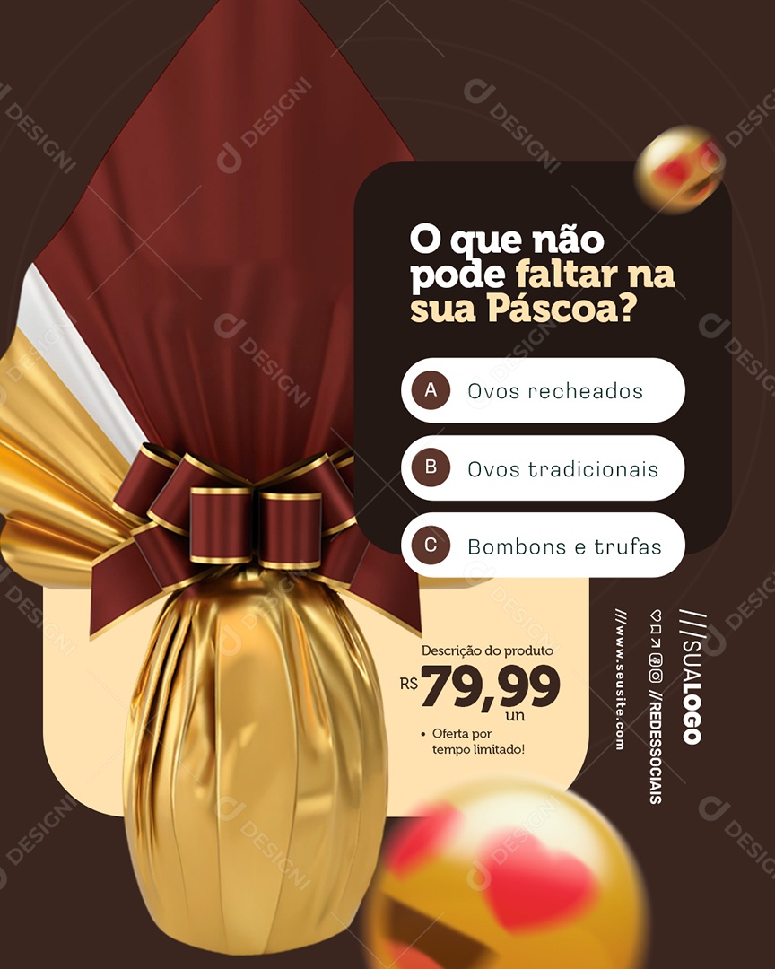 Supermercado Ovos Recheados Social Media PSD Editável