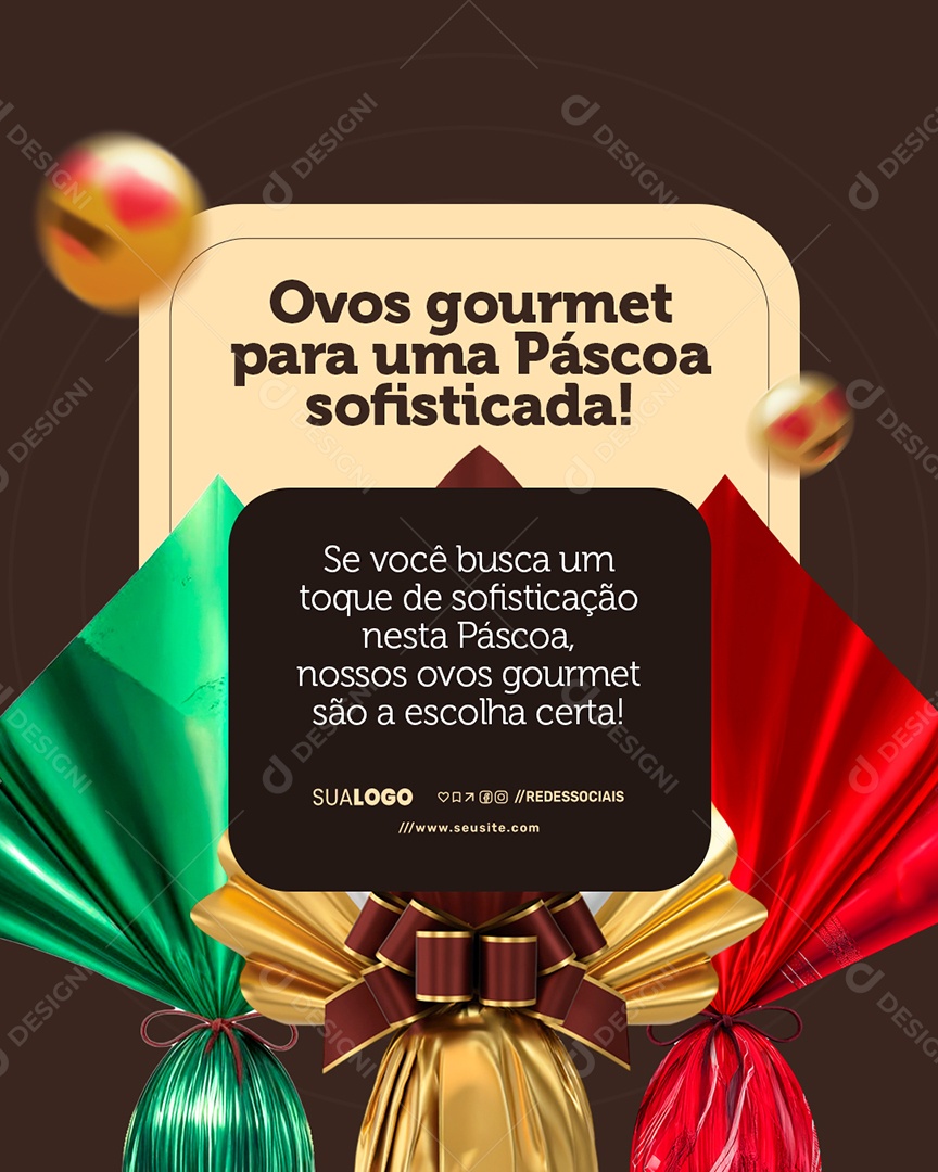 Supermercado Ovos Gourmet para Uma Páscoa Social Media PSD Editável