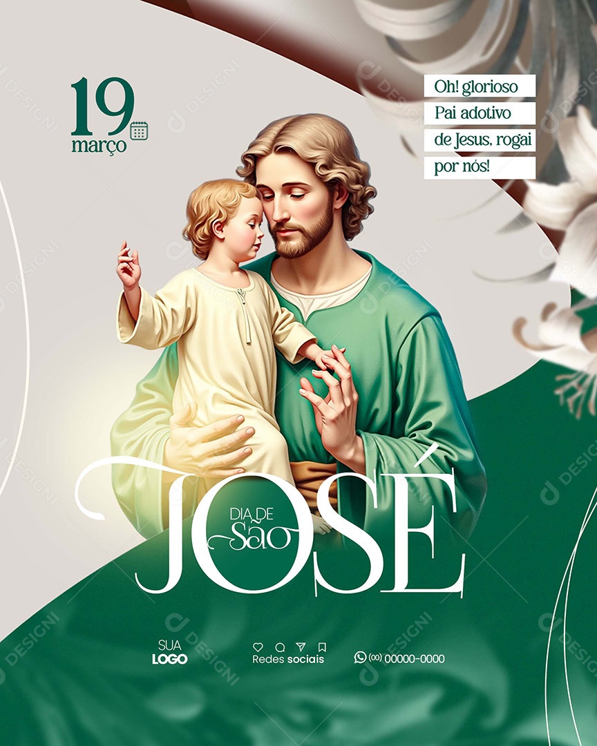 Dia de São José 19 de Março Social Media PSD Editável