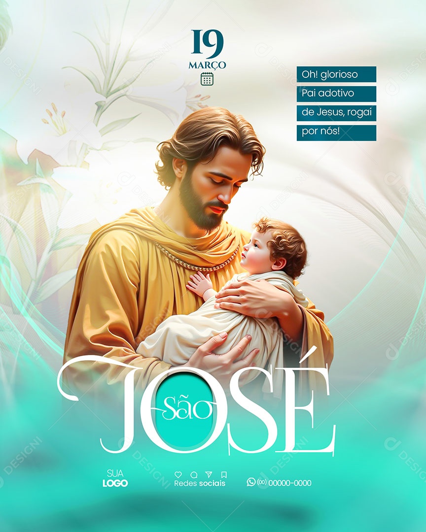 Dia de São José 19 de Março Social Media PSD Editável