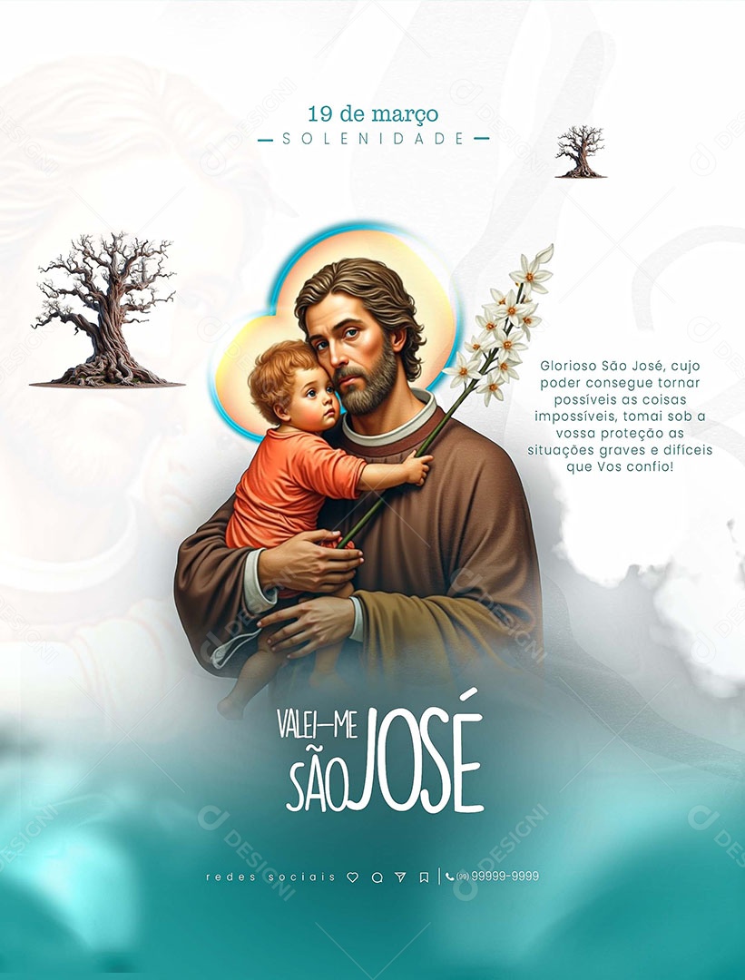 Dia de São José 19 de Março Social Media PSD Editável