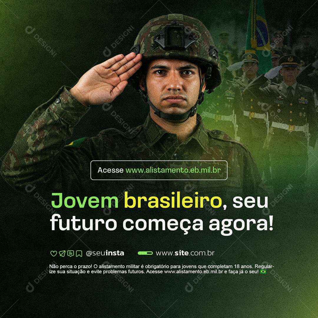 Alistamento Militar Jovem Brasileiro Social Media PSD Editável