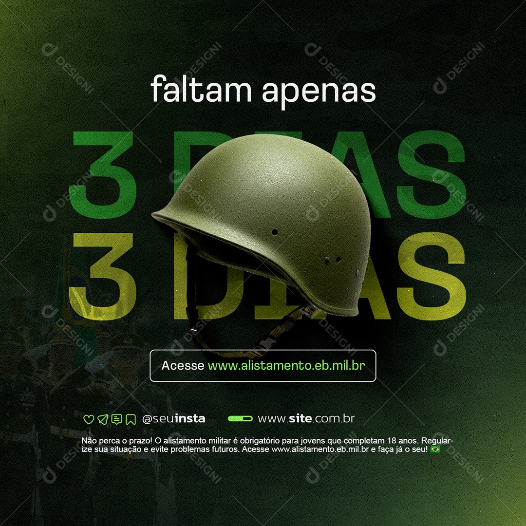 Alistamento Militar Faltam Apenas Três Dias Social Media PSD Editável
