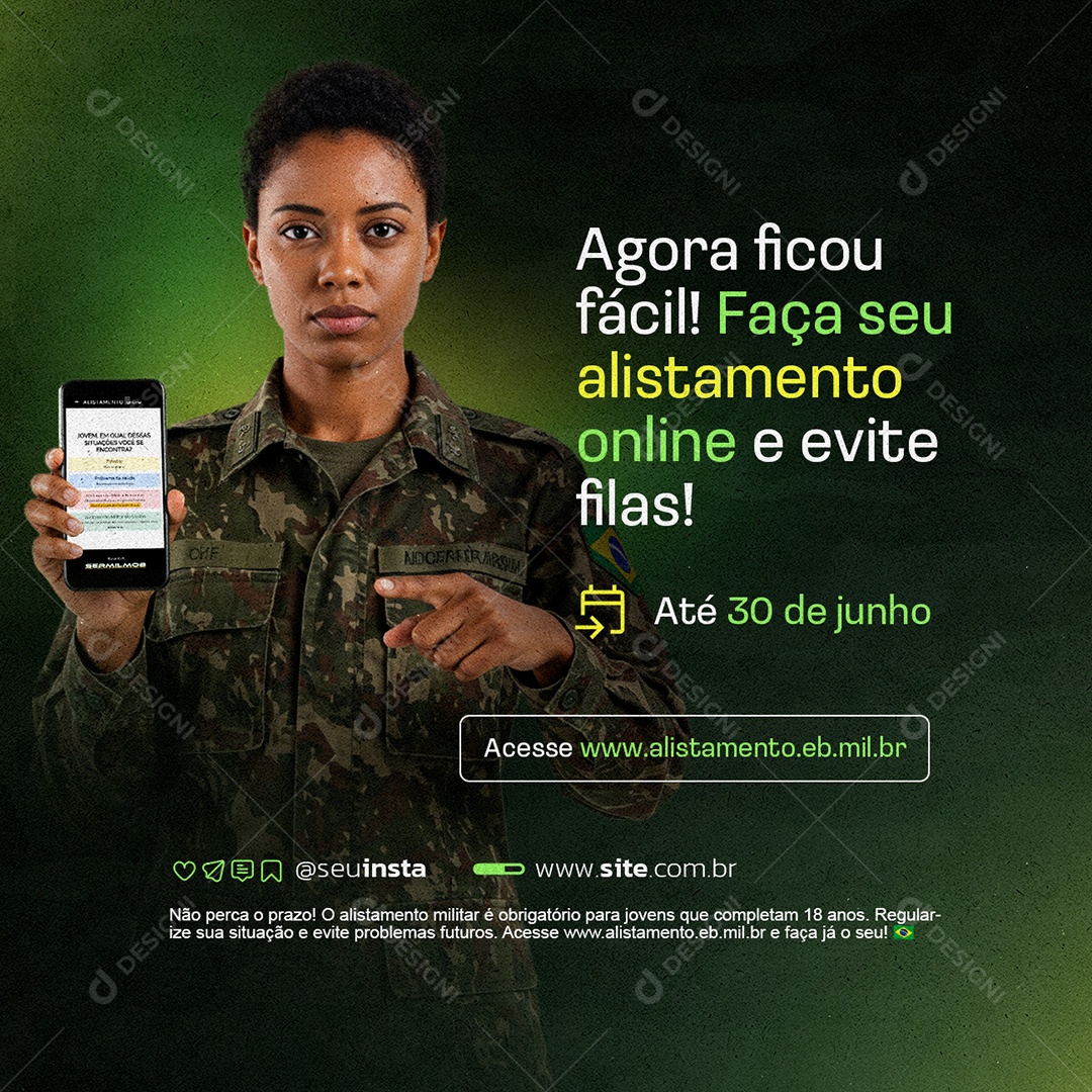 Alistamento Militar Agora Ficou Fácil Social Media PSD Editável