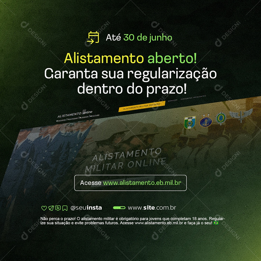 Alistamento Militar Aberto Social Media PSD Editável