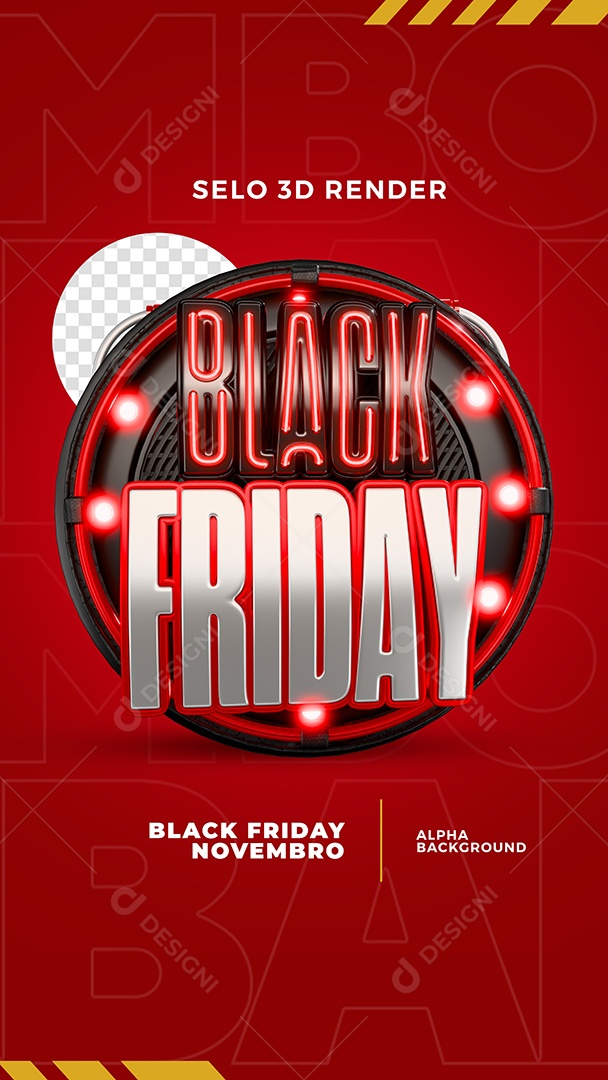Selo 3D Black Friday Para Composição PSD