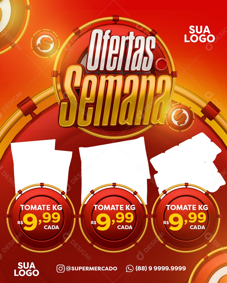 Flyer Ofertas da Semana Tomates Social Media PSD Editável