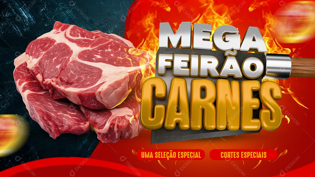 Açougue Mega Feirão Carnes Social Media PSD Editável
