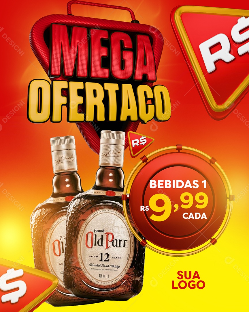 Flyer Mega Ofertaço Bebidas Social Media PSD Editável