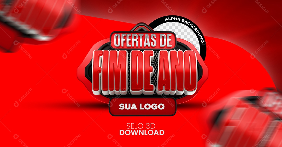Selo 3D Ofertas de Fim de Ano para Composição PSD