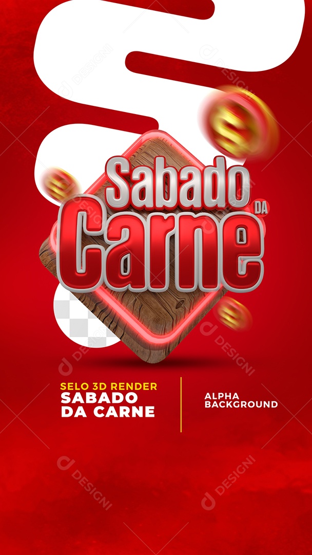 Selo 3D Sabadão da Carne para Composição PSD