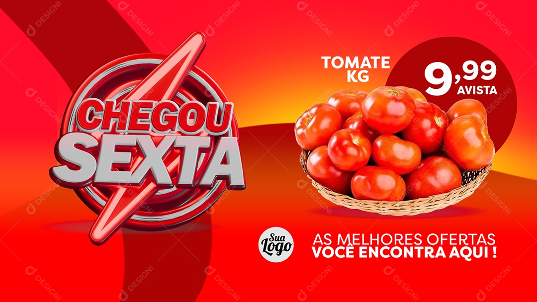 Supermercado Tomate as Melhores Ofertas Social Media PSD Editável