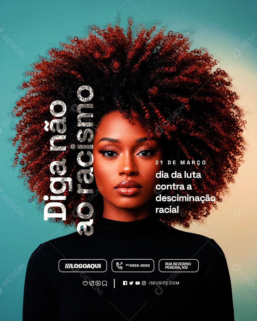 Dia da Luta Contra a Discriminação Racial 21 de Março Sopcial Media PSD Editável