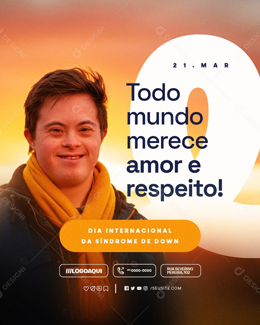 Dia Internacional da Síndrome de Down 21 de Março Social Media PSD Editável