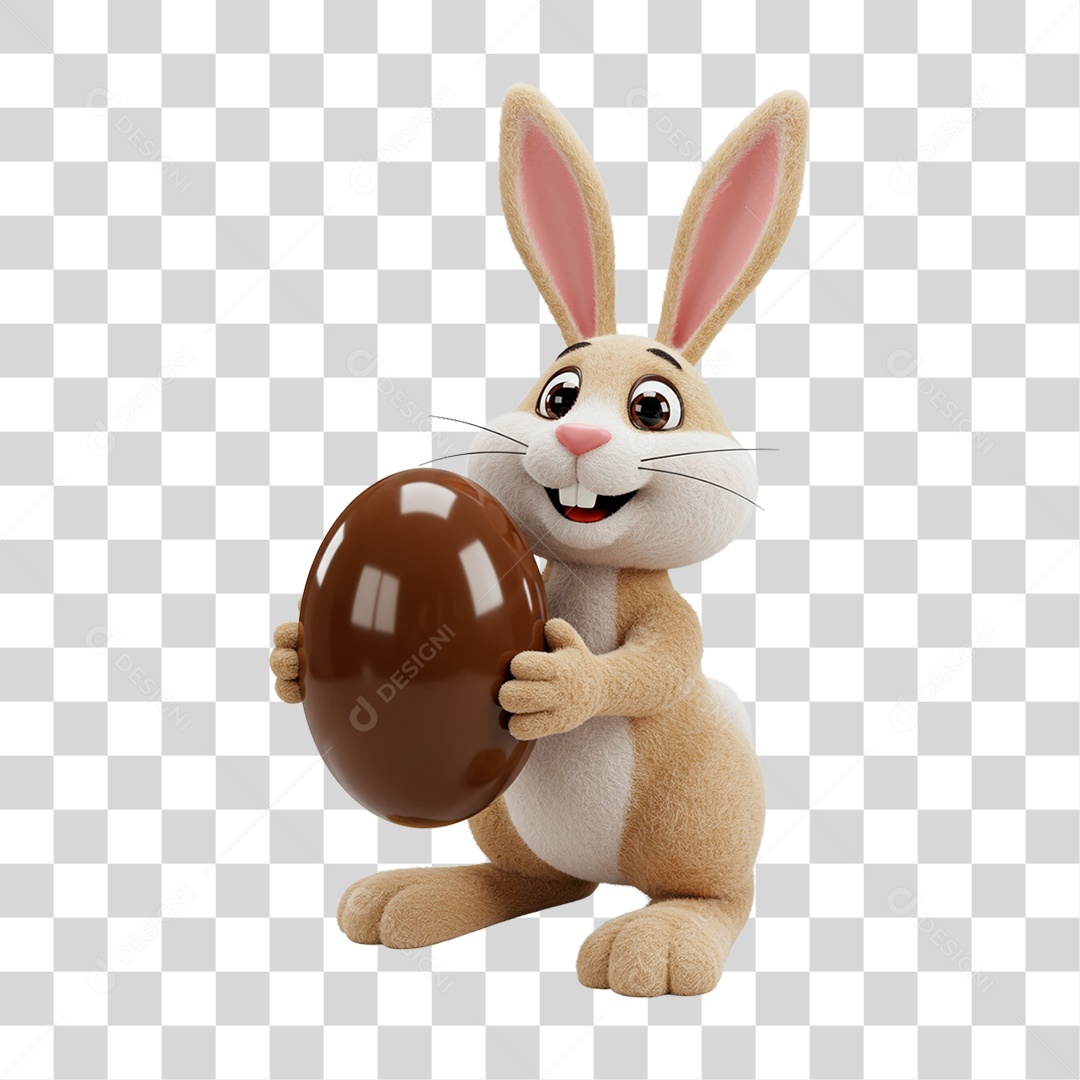 Personagem 3D Coelho da Páscoa PNG Transparente