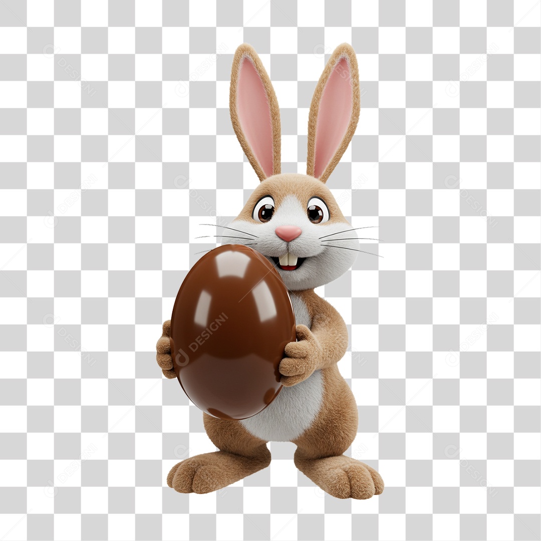 Personagem 3D Coelho da Páscoa PNG Transparente
