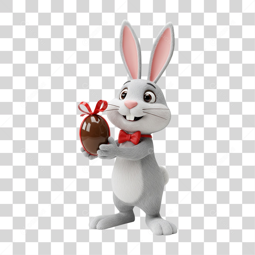 Personagem 3D Coelho da Páscoa PNG Transparente