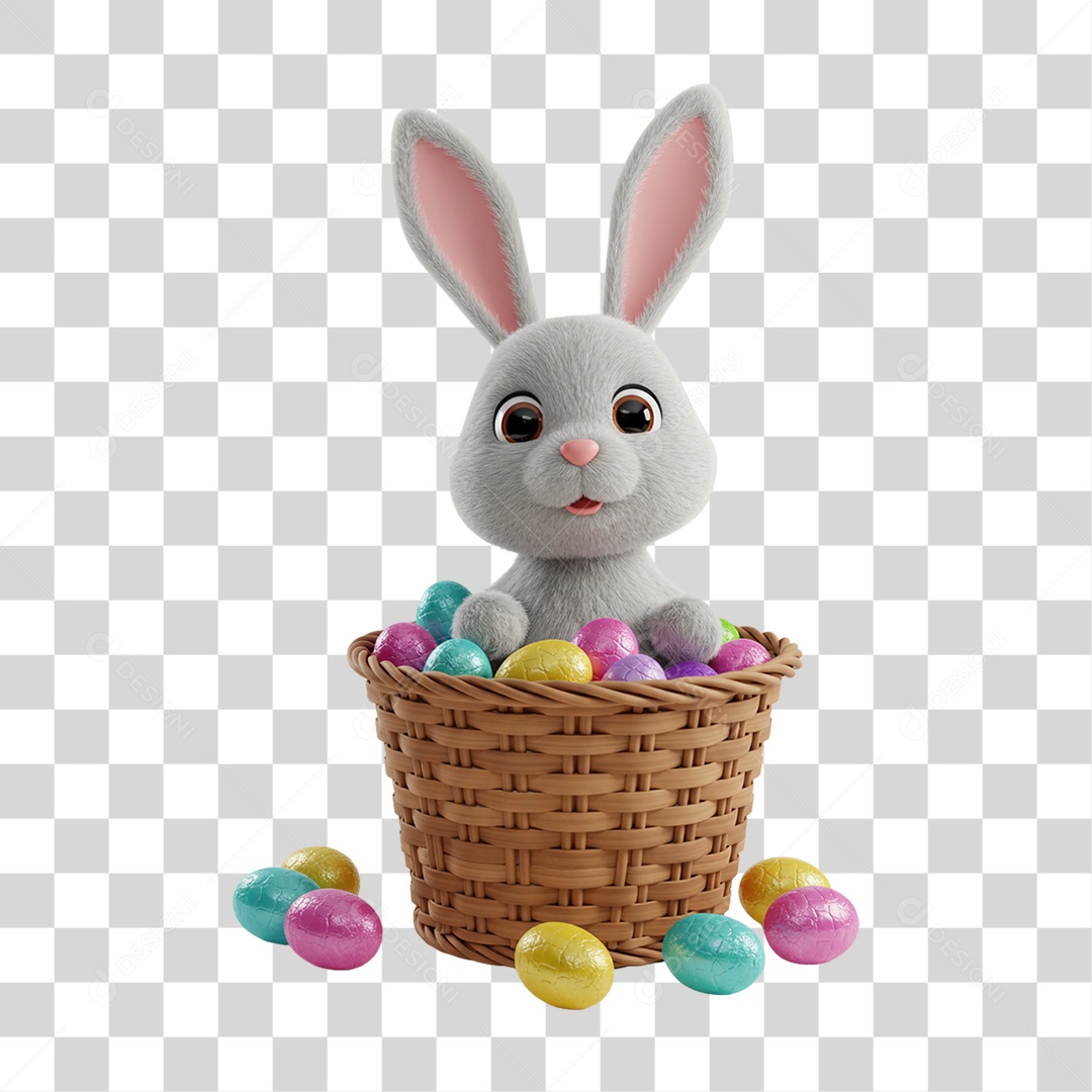 Personagem 3D Coelho da Páscoa PNG Transparente