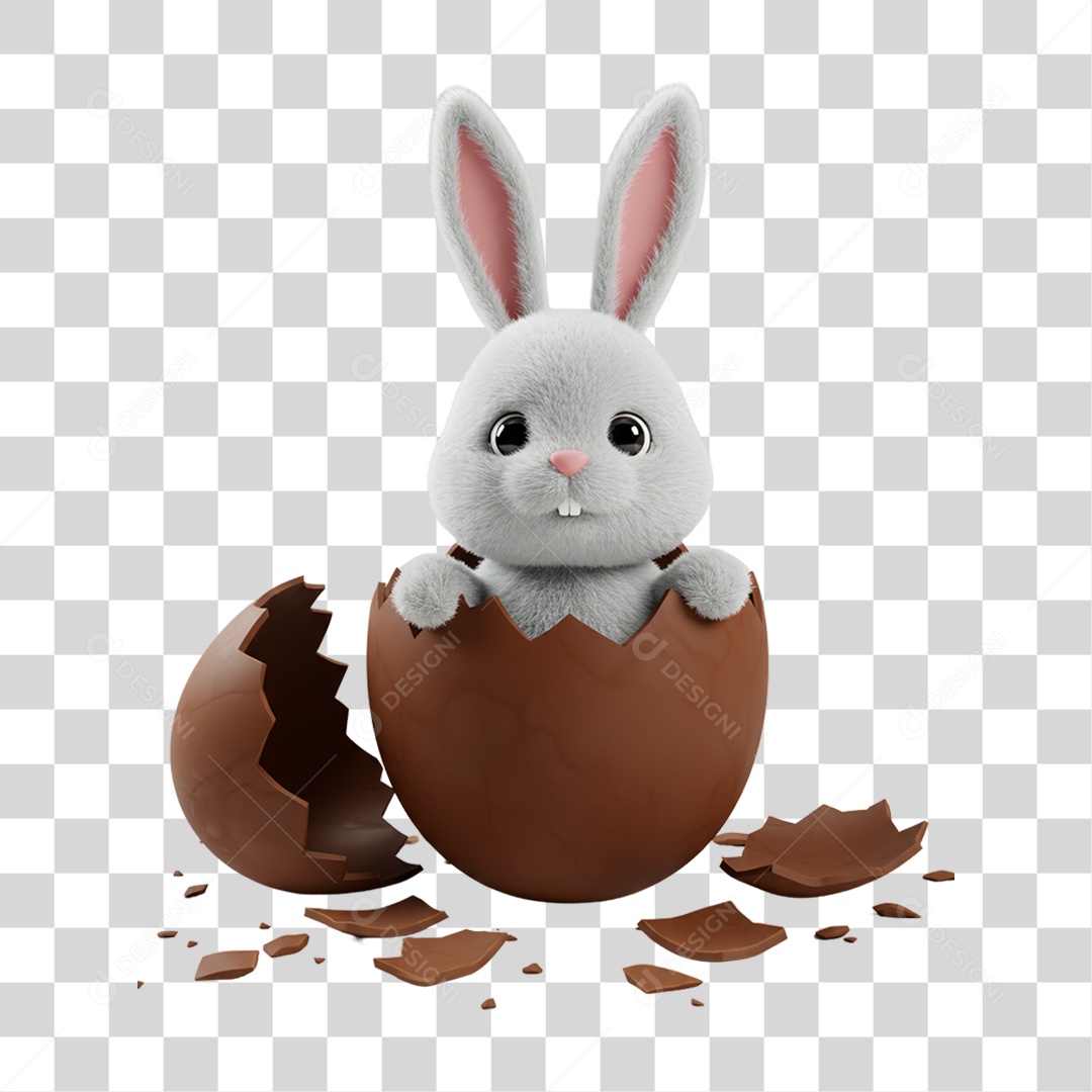 Personagem 3D Coelho da Páscoa PNG Transparente