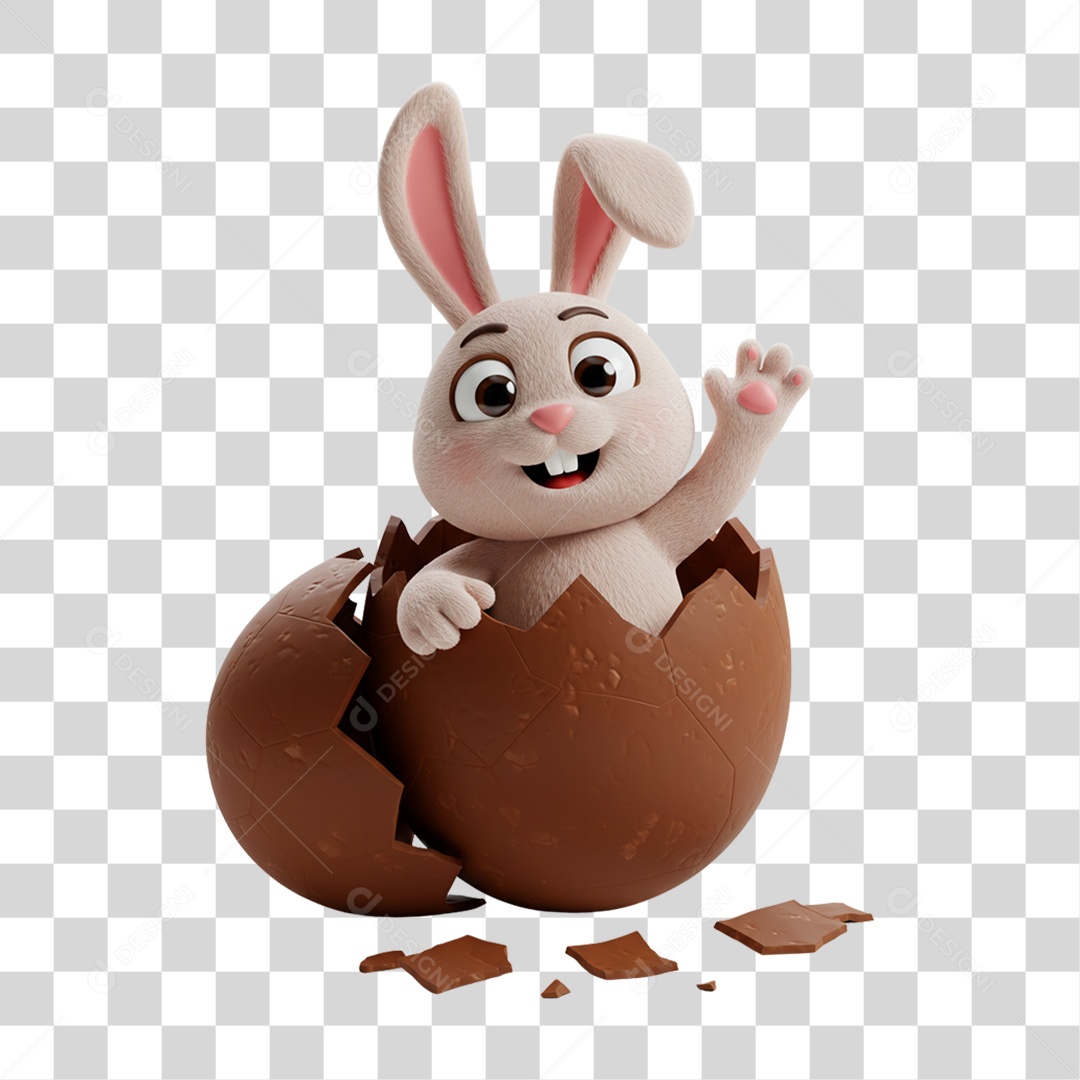 Personagem 3D Coelho da Páscoa PNG Transparente